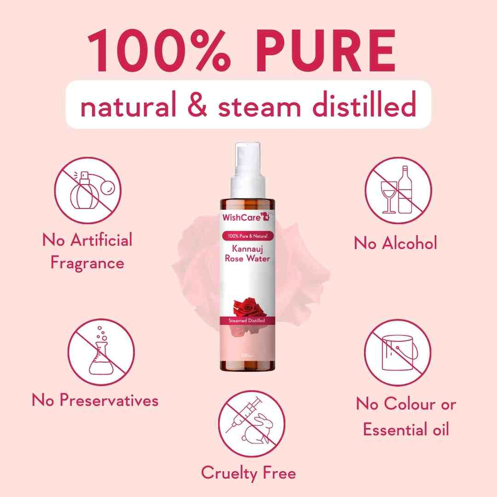WishCare Pure & Natural Kannauj Rose Water - 200 ml