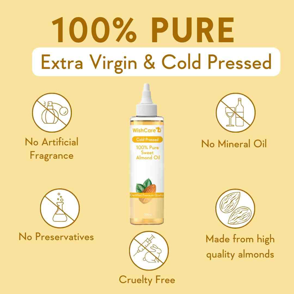 WishCare Cold Pressed Sweet Almond Oil - 200ml