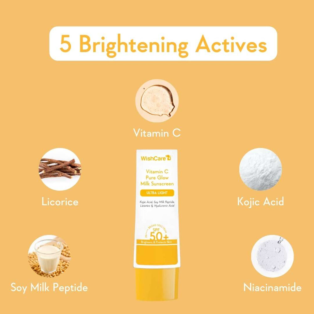 WishCare Vitamin C Pure Glow Milk Sunscreen | SPF 50 PA++++