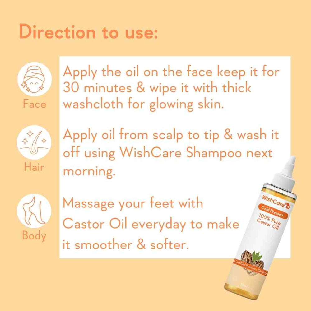 WishCare Cold Pressed Castor Oil - 200ml