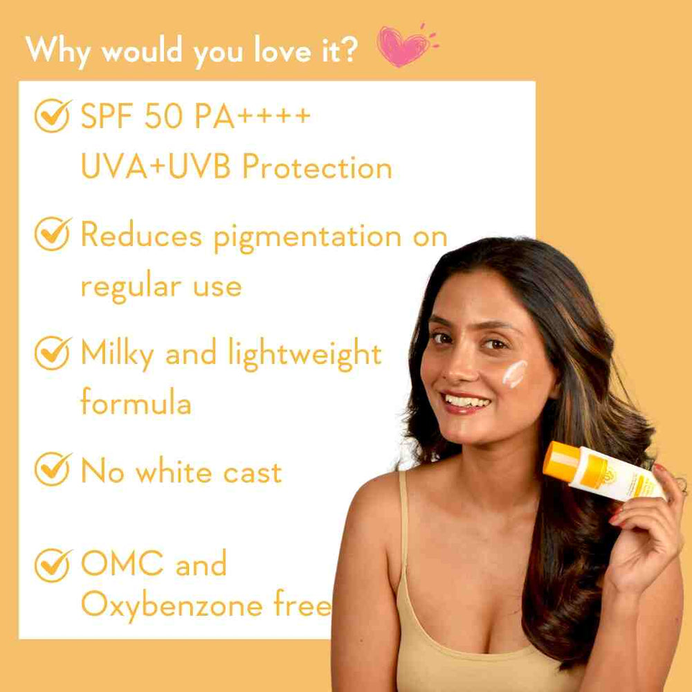 WishCare Vitamin C Pure Glow Milk Sunscreen | SPF 50 PA++++