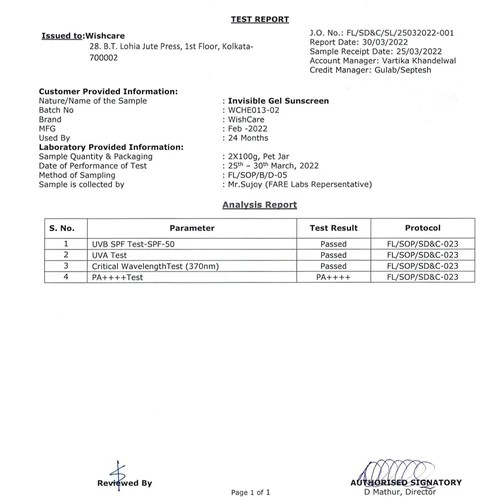 WishCare Invisible Gel Sunscreen SPF 50 | 50g