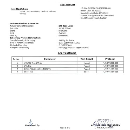 WishCare SPF 50 Sunscreen Body Lotion PA+++ | 200ml