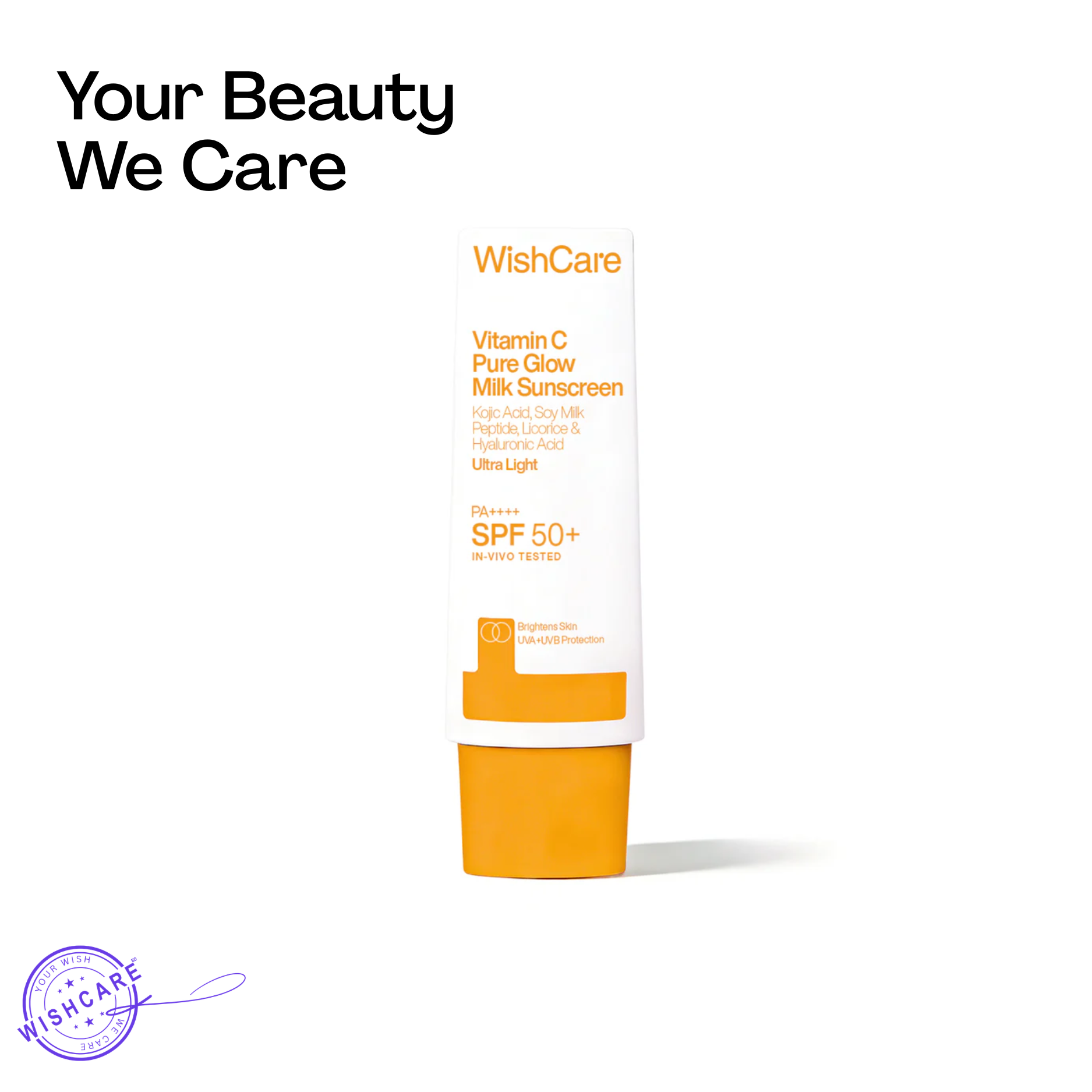 WishCare Vitamin C Pure Glow Milk Sunscreen | SPF 50 PA++++